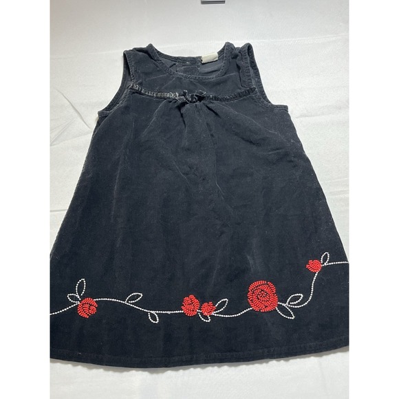 Healthtex Girls Sz 5T Corduroy  Jumper/ Dress Embroidered Red Roses Country Boho - Picture 2 of 8